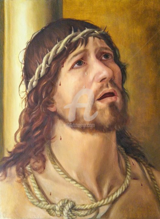 Painting titled "Hecce Homo, omaggio…" by Daniela Protopapa, Original Artwork, Oil