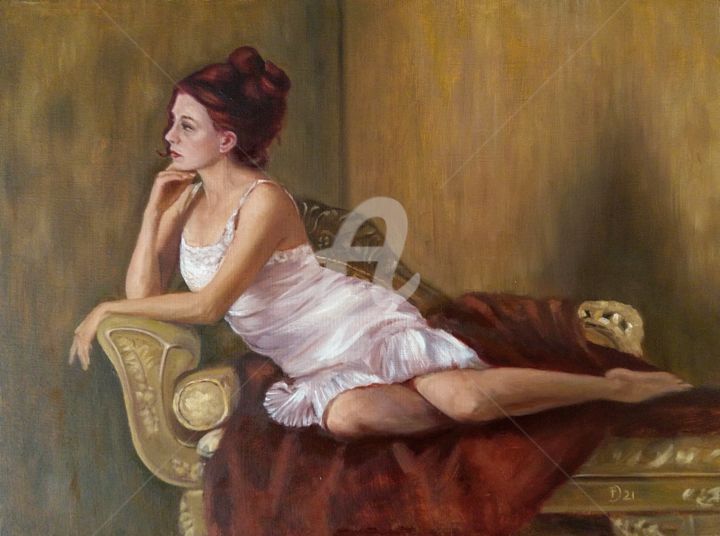 Painting titled "La lunga attesa" by Daniela Protopapa, Original Artwork, Oil