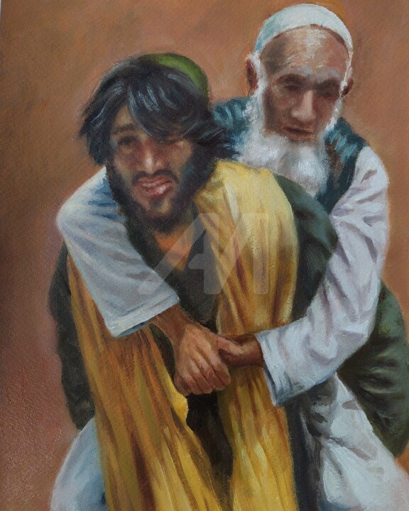 Pittura intitolato "In fuga da Kabul" da Daniela Protopapa, Opera d'arte originale, Olio