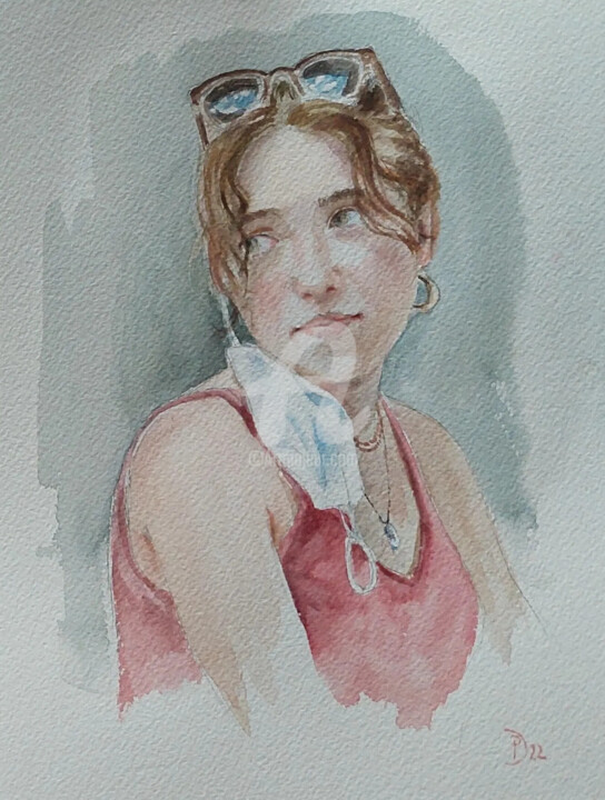 Painting titled "Ritratto di Manuela" by Daniela Protopapa, Original Artwork, Watercolor