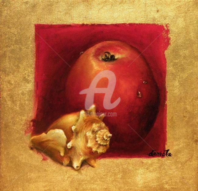 Картина под названием "Rød eple" - Daniela Musli, Подлинное произведение искусства