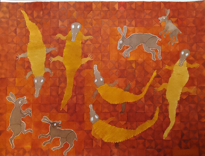 Malarstwo zatytułowany „Lagartos y conejos” autorstwa Daniela Cuellar, Oryginalna praca, Atrament
