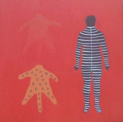 Pintura titulada "serie hombre y anim…" por Daniela Cuellar, Obra de arte original, Acrílico