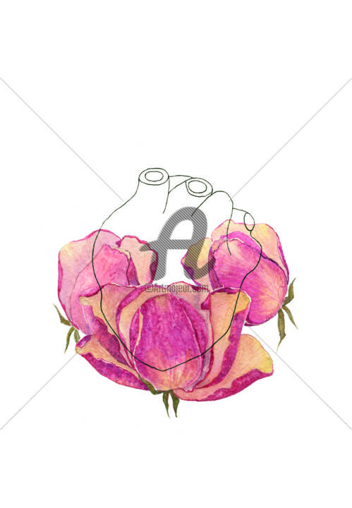 印花与版画 标题为“Rose e Cuore” 由Daniela Di Costanzo, 原创艺术品, 雕刻