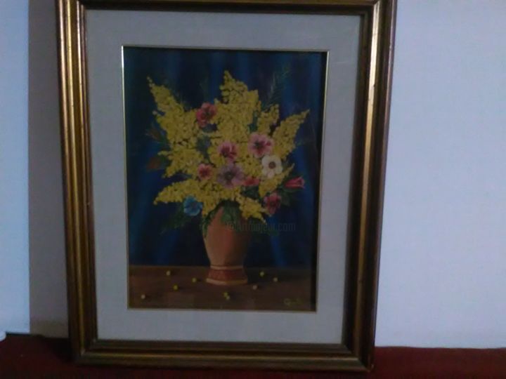 Pittura intitolato "Mimose olio su tela" da Daniela Valenzi, Opera d'arte originale, Olio