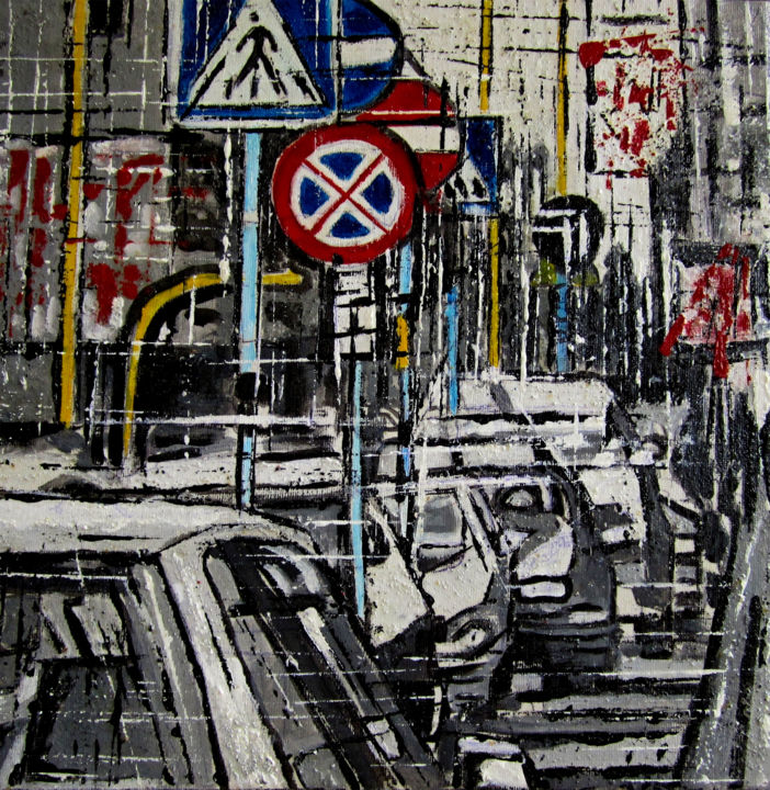 Painting titled "Segnali in città" by Daniela Foschi, Original Art, Acrylic