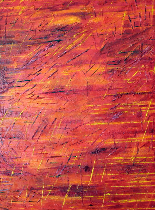 Peinture intitulée "Rosso ascendente" par Daniela Foschi, Œuvre d'art originale, Huile Monté sur Châssis en bois