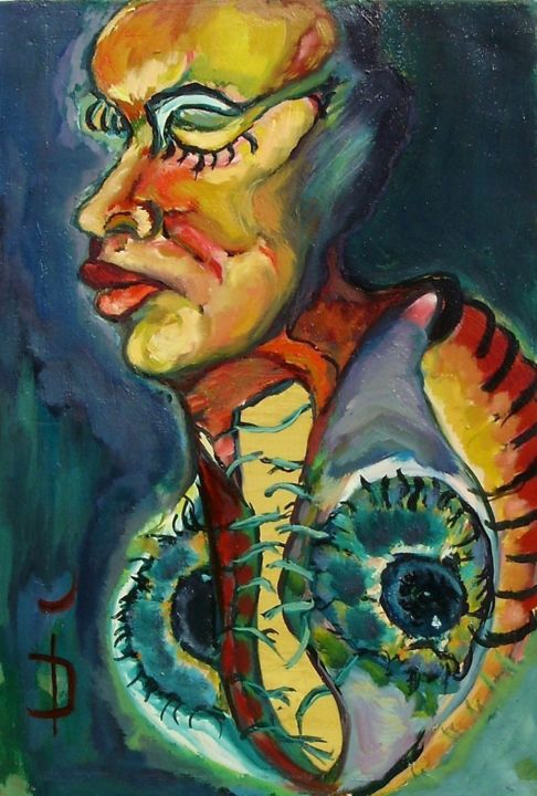 Painting titled "The Blind Woman" by Daniela Isache, Original Artwork, Oil