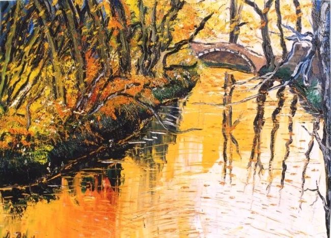 Peinture intitulée "Forêt de bohême" par Kévin Blot, Œuvre d'art originale, Huile