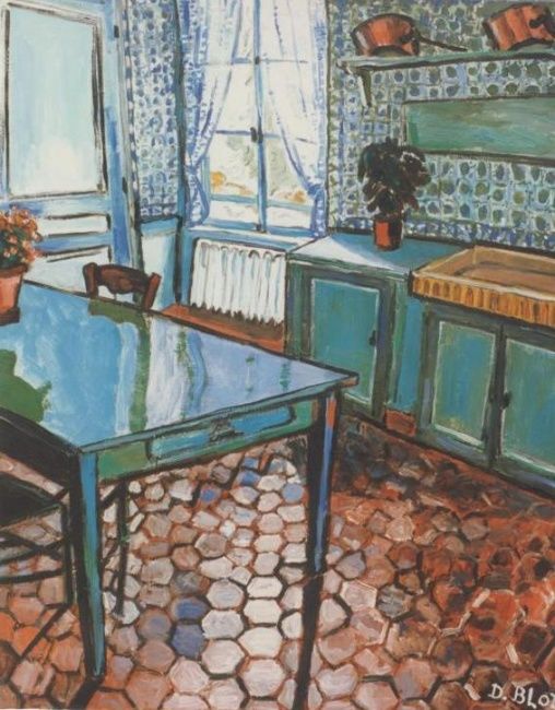 Peinture intitulée "La cuisine bleue" par Kévin Blot, Œuvre d'art originale