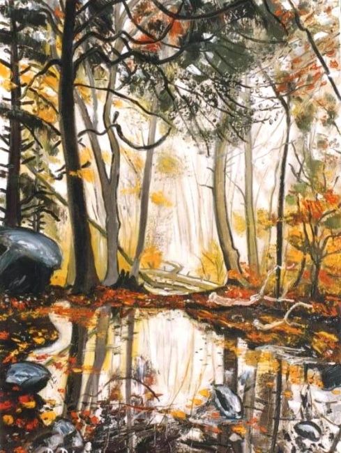 Peinture intitulée "L'automne et le sou…" par Kévin Blot, Œuvre d'art originale, Huile