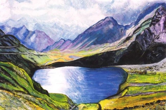 Peinture intitulée "Sous le Pic du Midi…" par Kévin Blot, Œuvre d'art originale, Huile
