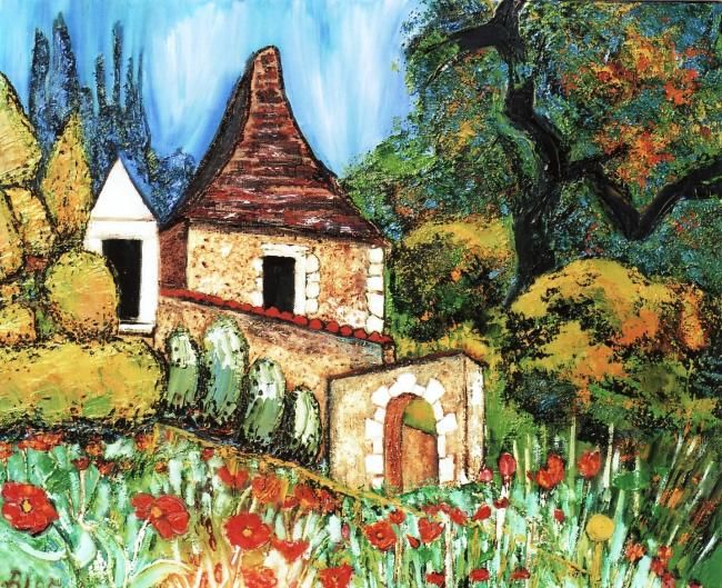 Peinture intitulée "Les jardins de Cadi…" par Kévin Blot, Œuvre d'art originale, Huile