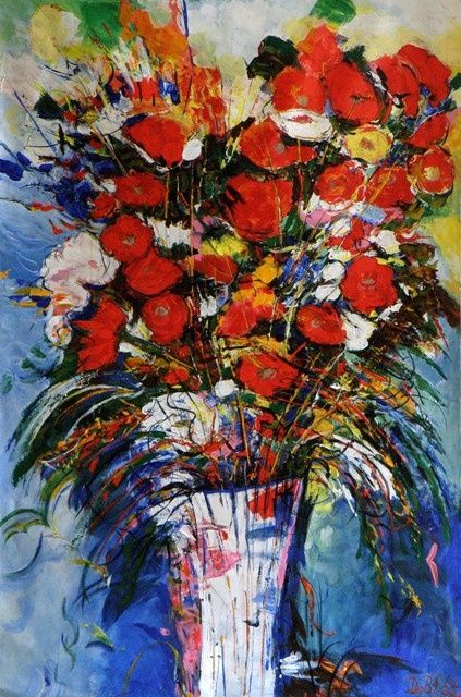 Peinture intitulée "Oh quel bouquet" par Kévin Blot, Œuvre d'art originale, Huile