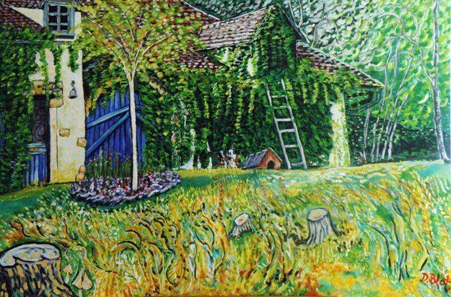 Peinture intitulée "Fermette abandonnée" par Kévin Blot, Œuvre d'art originale, Huile
