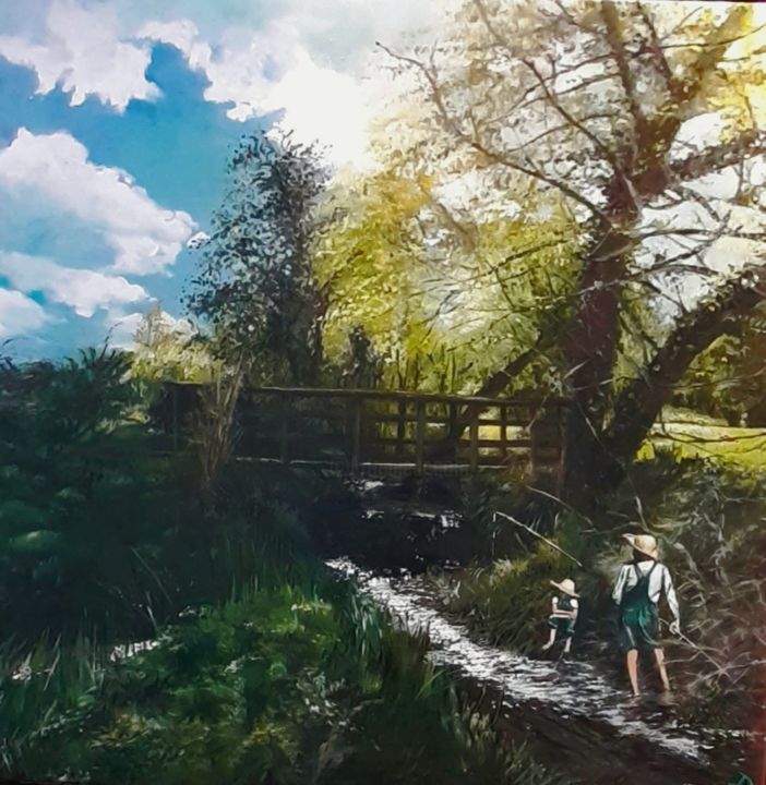 Peinture intitulée "Tom Sawyer, d'après…" par Daco, Œuvre d'art originale, Huile