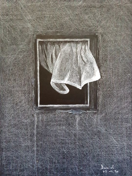 Рисунок под названием "Windy midday" - Daniel Darie, Подлинное произведение искусства, Карандаш