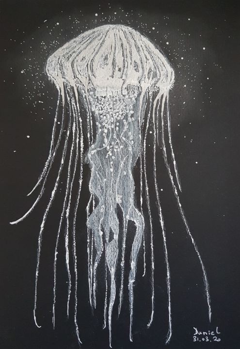 Drawing titled "Jellyfish" by Daniel Darie, Original Artwork, Pencil