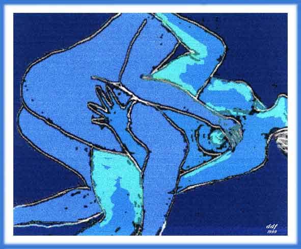 Digitale Kunst mit dem Titel "couple-bleu.jpg" von Ddf, Original-Kunstwerk