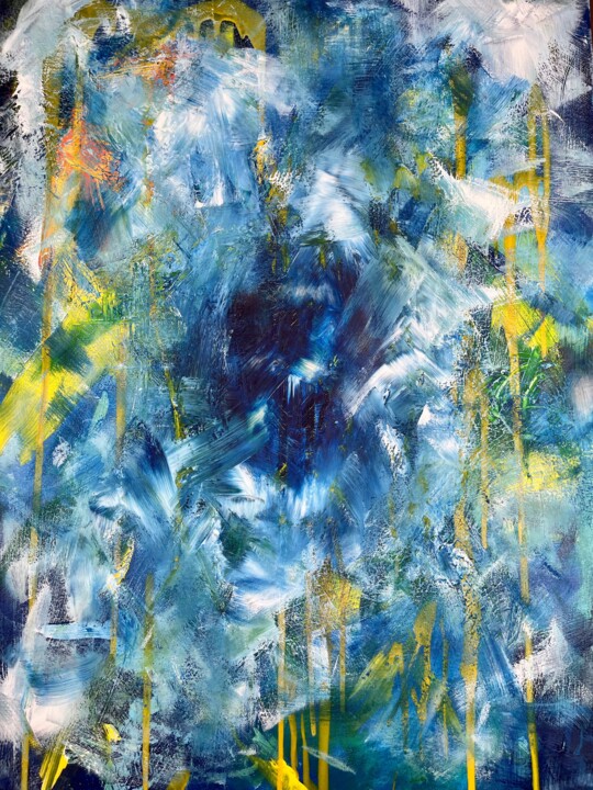 Peinture intitulée ""Blue"" par Daniele Calvani, Œuvre d'art originale, Acrylique Monté sur Châssis en bois