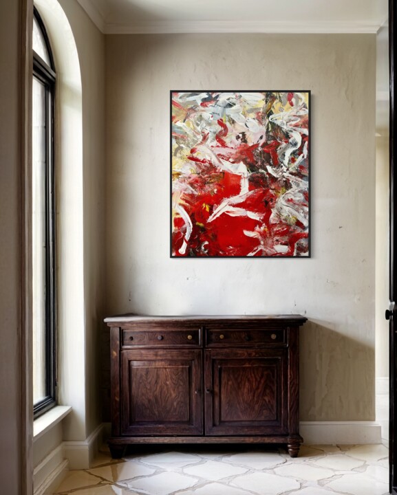 Painting titled "Abstraction n. 34" by Daniele Calvani, Original Artwork, Acrylic Mounted on Wood Stretcher frame