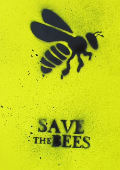 Pittura intitolato "Save the Bees su ca…" da Daniele Fratini, Opera d'arte originale, Spray
