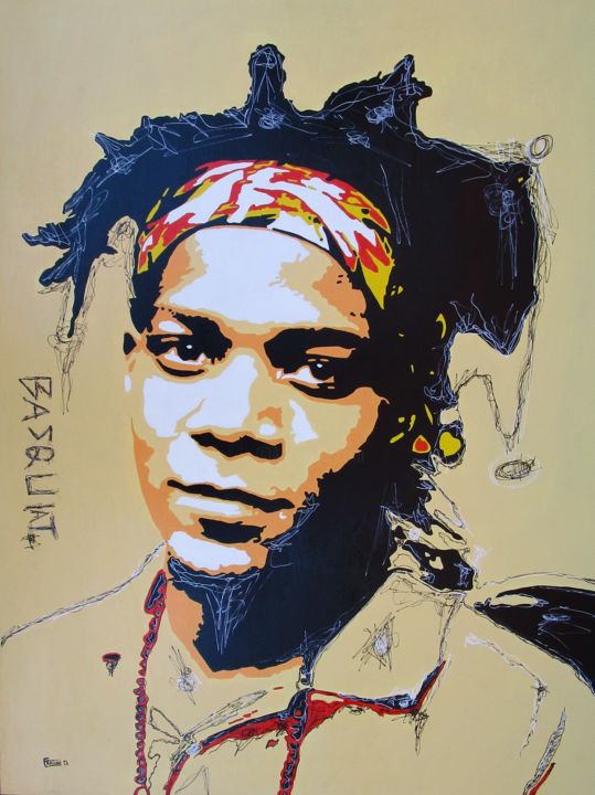 Malerei mit dem Titel "Jean Michel Basquiat" von Daniele Fratini, Original-Kunstwerk, Acryl