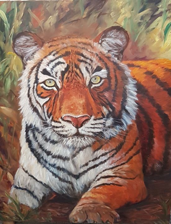 Painting titled "Tigre" by Dany, Original Artwork, Oil