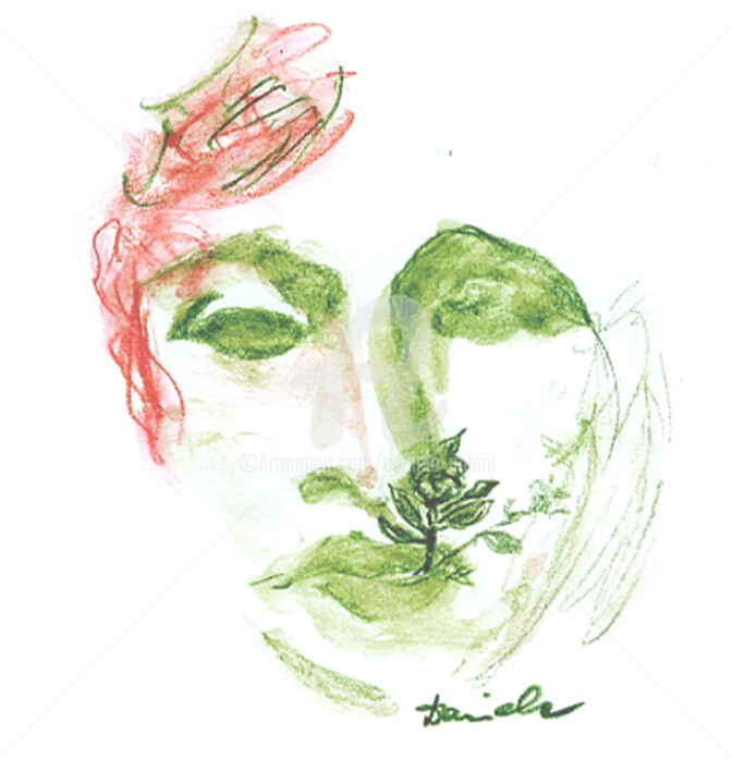 Digital Arts titled "un fiore in bocca" by Daniele Milani, Original Artwork, 2D Digital Work
