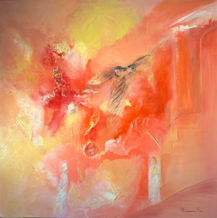 Malerei mit dem Titel "Oiseau de feu II" von Daniele Parinello, Original-Kunstwerk, Öl Auf Keilrahmen aus Holz montiert