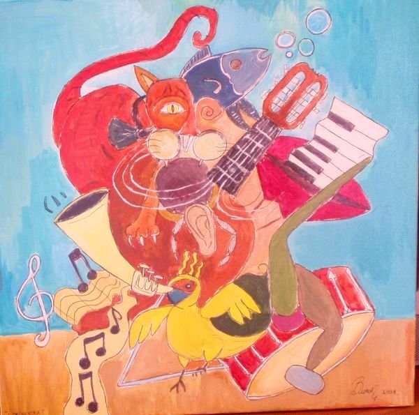 Painting titled "L'orchestra" by Daniele Baron, Original Artwork