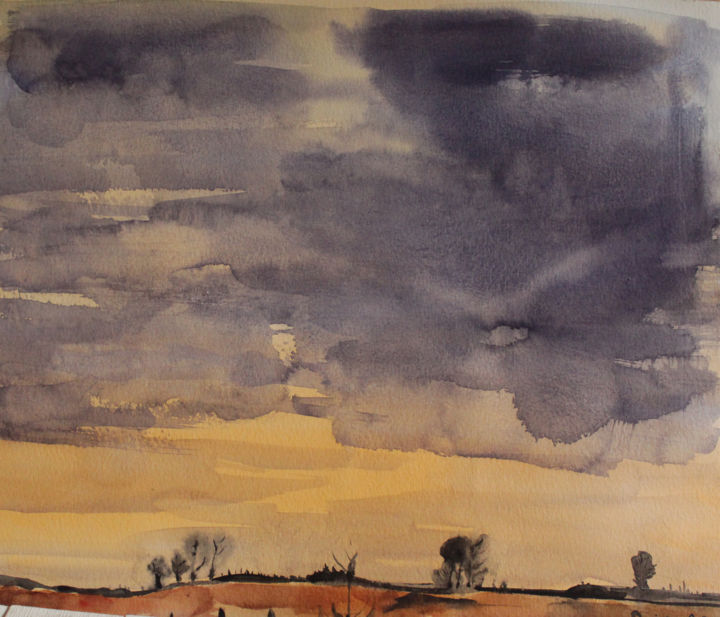"Le ciel" başlıklı Tablo Danièle Laffillé tarafından, Orijinal sanat, Suluboya