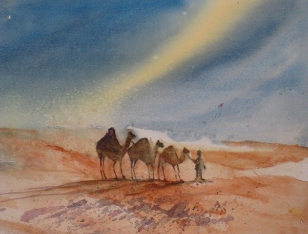 Pittura intitolato "désert" da Danièle S.Laurain, Opera d'arte originale