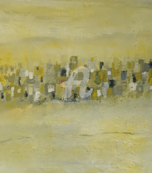 Painting titled "URBAIN" by Danièle Mercier-Lutz, Original Artwork, Acrylic Mounted on Wood Stretcher frame