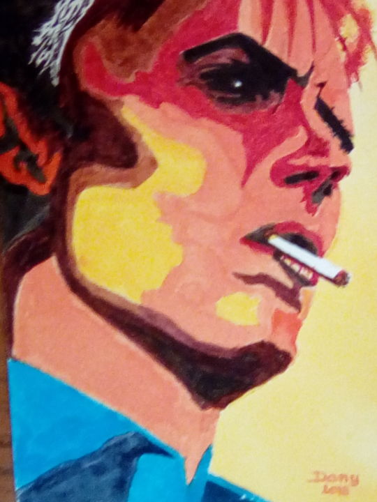 Peinture intitulée "Bowie, le retour ..." par Daniel Halin, Œuvre d'art originale, Gouache