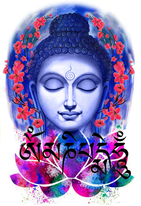 Digital Arts titled "Blue Buddha" by Daniella Davinci, Original Artwork