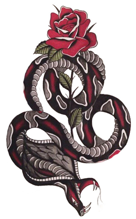 Цифровое искусство под названием "Snake & Rose" - Daniella Davinci, Подлинное произведение искусства