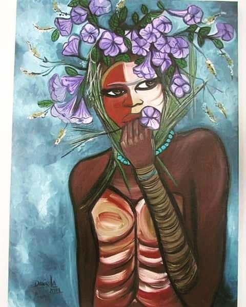 Painting titled "Flora" by Daniella Santos, Original Artwork, Oil