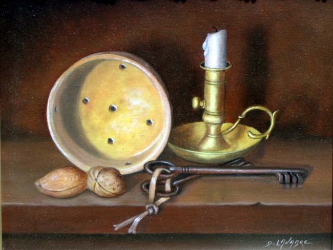 Peinture intitulée "faisselle et chande…" par Daniel Lavabre, Œuvre d'art originale, Huile