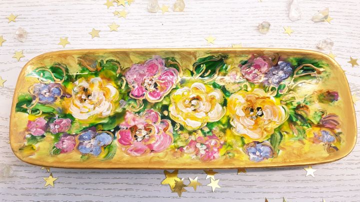 Design intitulée "FLEURS D ETE" par Danielle Alarcon Dalvin, Œuvre d'art originale, Art de la table