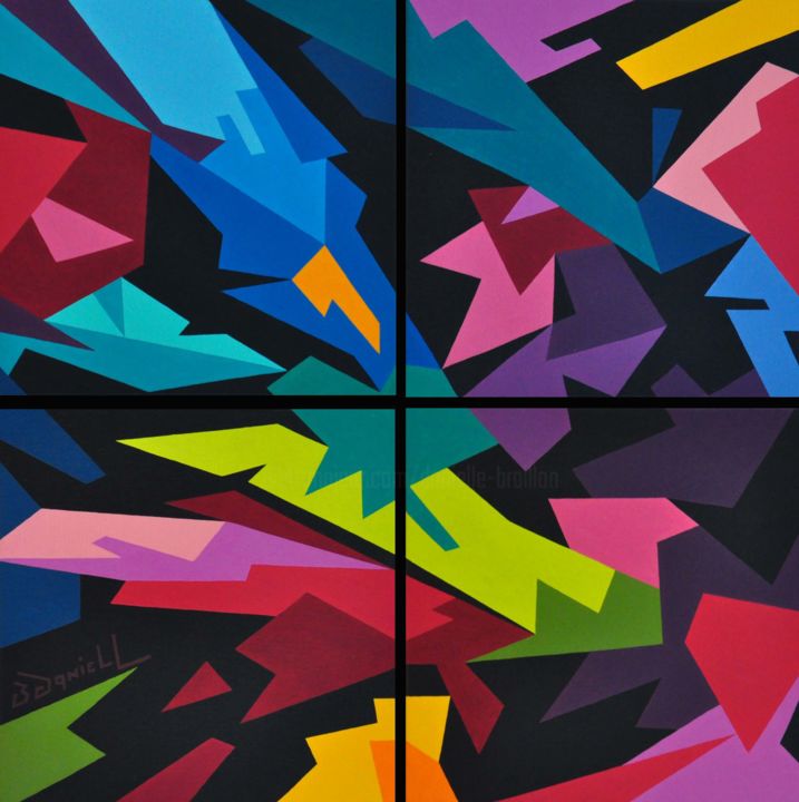Peinture intitulée "Quatuor" par Danielle Braillon (DANIELL), Œuvre d'art originale, Huile