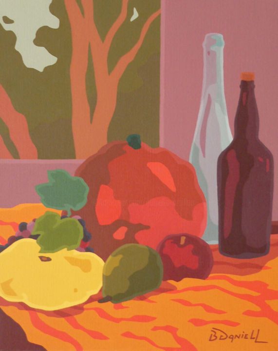 Peinture intitulée "Nature morte à la f…" par Danielle Braillon (DANIELL), Œuvre d'art originale, Huile