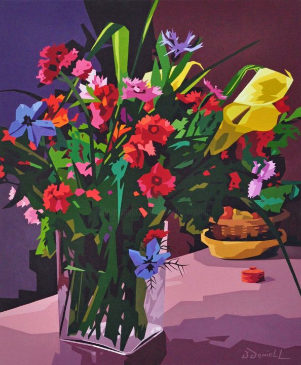 Painting titled "Bouquet" by Danielle Braillon (DANIELL), Original Artwork, Oil