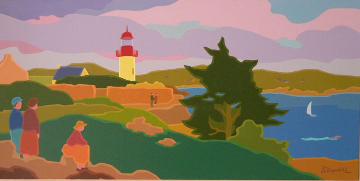 Pintura intitulada "Phare de Port-Manech" por Danielle Braillon (DANIELL), Obras de arte originais, Óleo