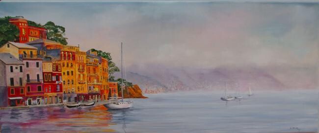 Malarstwo zatytułowany „Portofino II” autorstwa Danielle De  Block, Oryginalna praca