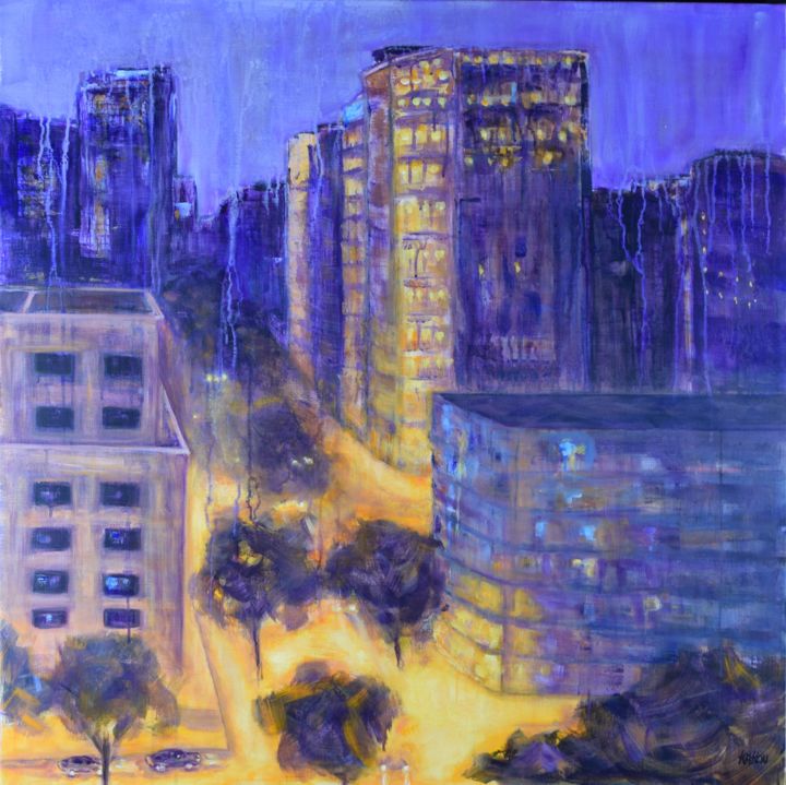 Painting titled "Urbain II" by Danielle Dumestre, Original Artwork, Acrylic Mounted on Wood Stretcher frame