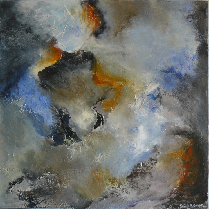 Painting titled "orage" by Danielle Dunevon, Original Artwork, Acrylic Mounted on Wood Stretcher frame
