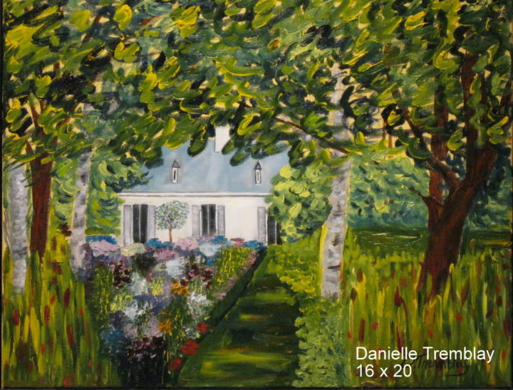 Pintura intitulada "la maison sous les…" por Danielle Tremblay, Obras de arte originais, Óleo