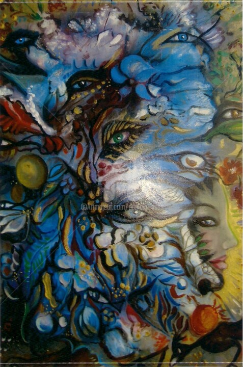 Картина под названием "Les fleurs du Mal" - Danielle Vasa, Подлинное произведение искусства, Масло Установлен на Деревянная…
