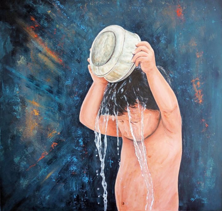 Peinture intitulée "L'eau vive" par Danielle Bellefroid, Œuvre d'art originale, Acrylique